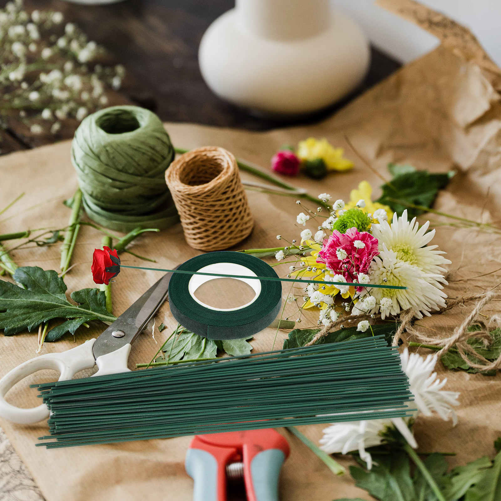 1Set Florist Tape Green and Fl – обзор и цена Wire Stem Florist